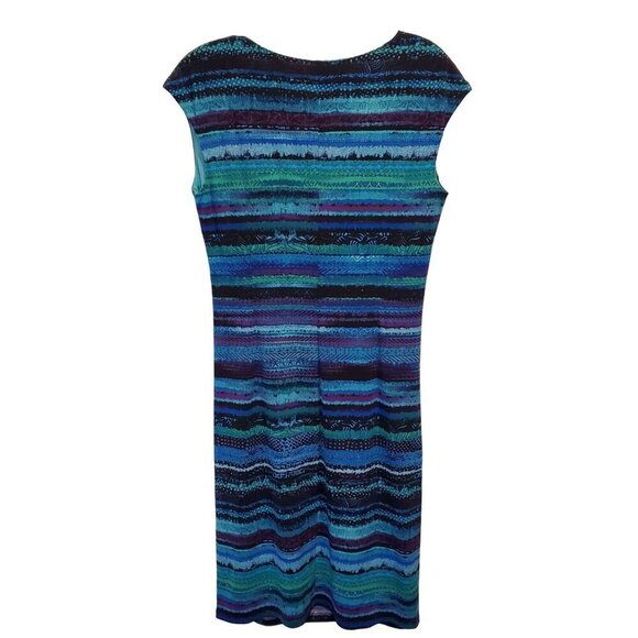 Black Label by Evan Picone Stretch Tummy Rouching Faux Wrap Dress Women's 6 - Picture 2 of 7